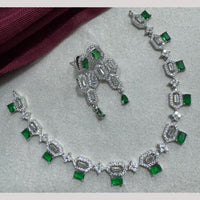 Manisha Jewellery Silver Plated Elegant American Diamond Necklace Set