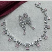 Manisha Jewellery Silver Plated Elegant American Diamond Necklace Set