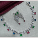 Manisha Jewellery Silver Plated Elegant American Diamond Necklace Set