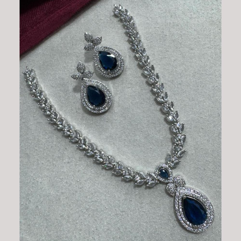 Manisha Jewellery Silver Plated Elegant American Diamond Necklace Set