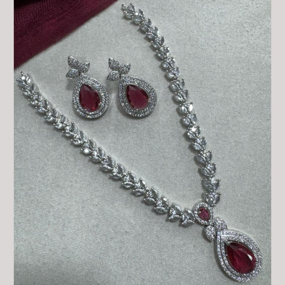 Manisha Jewellery Silver Plated Elegant American Diamond Necklace Set