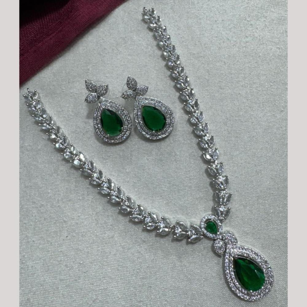 Manisha Jewellery Silver Plated Elegant American Diamond Necklace Set