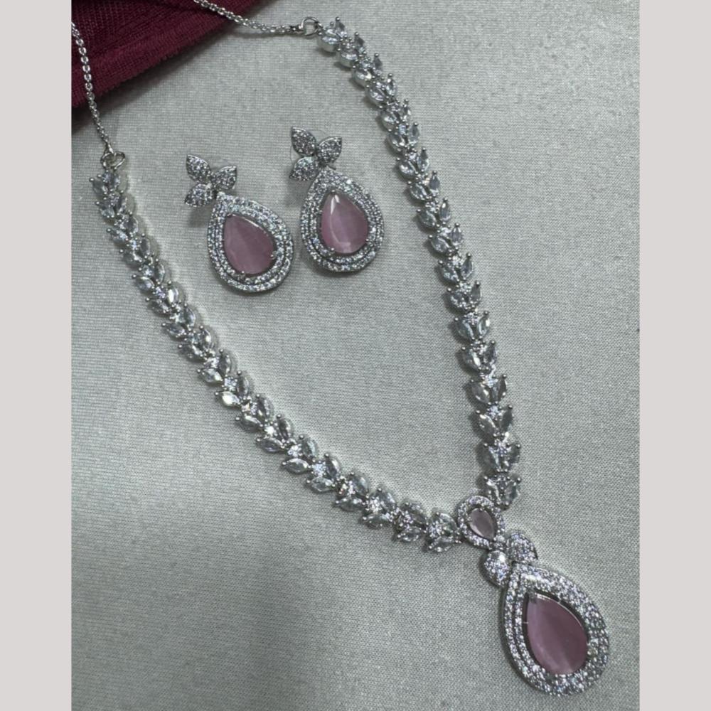 Manisha Jewellery Silver Plated Elegant American Diamond Necklace Set