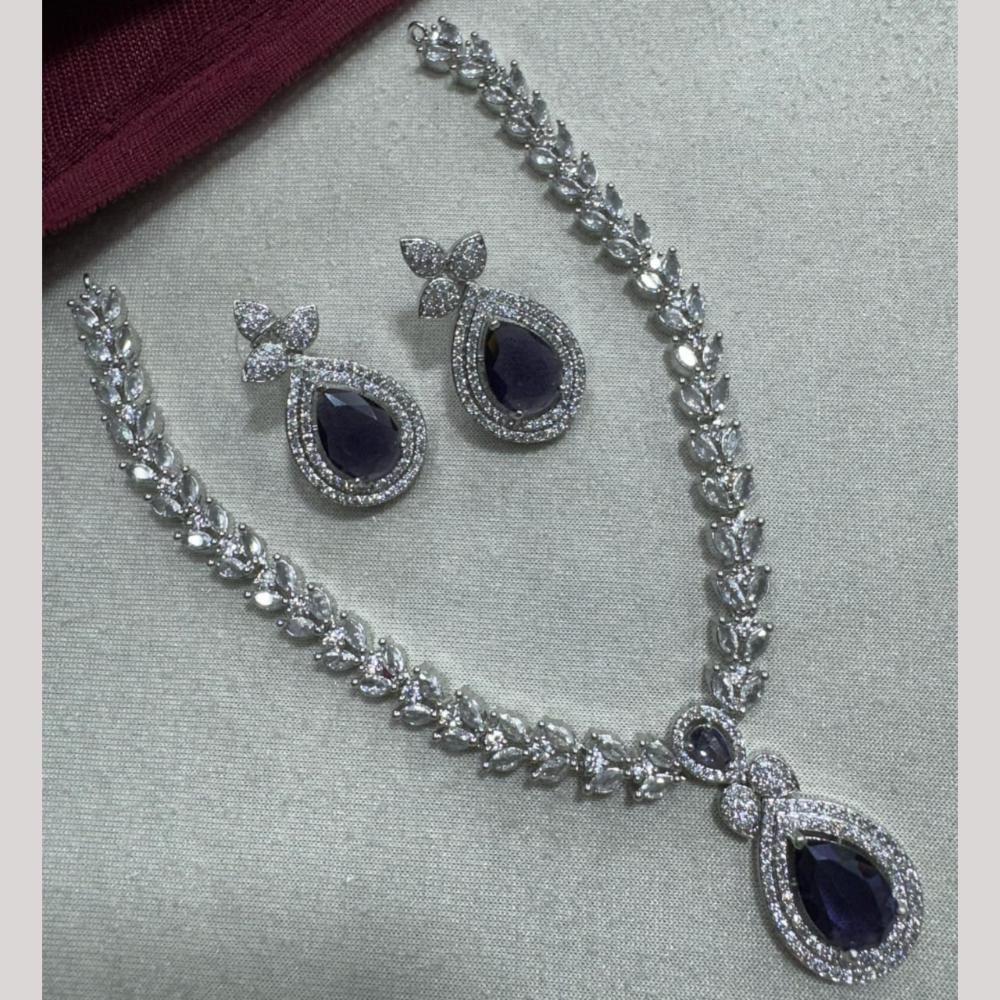 Manisha Jewellery Silver Plated Elegant American Diamond Necklace Set
