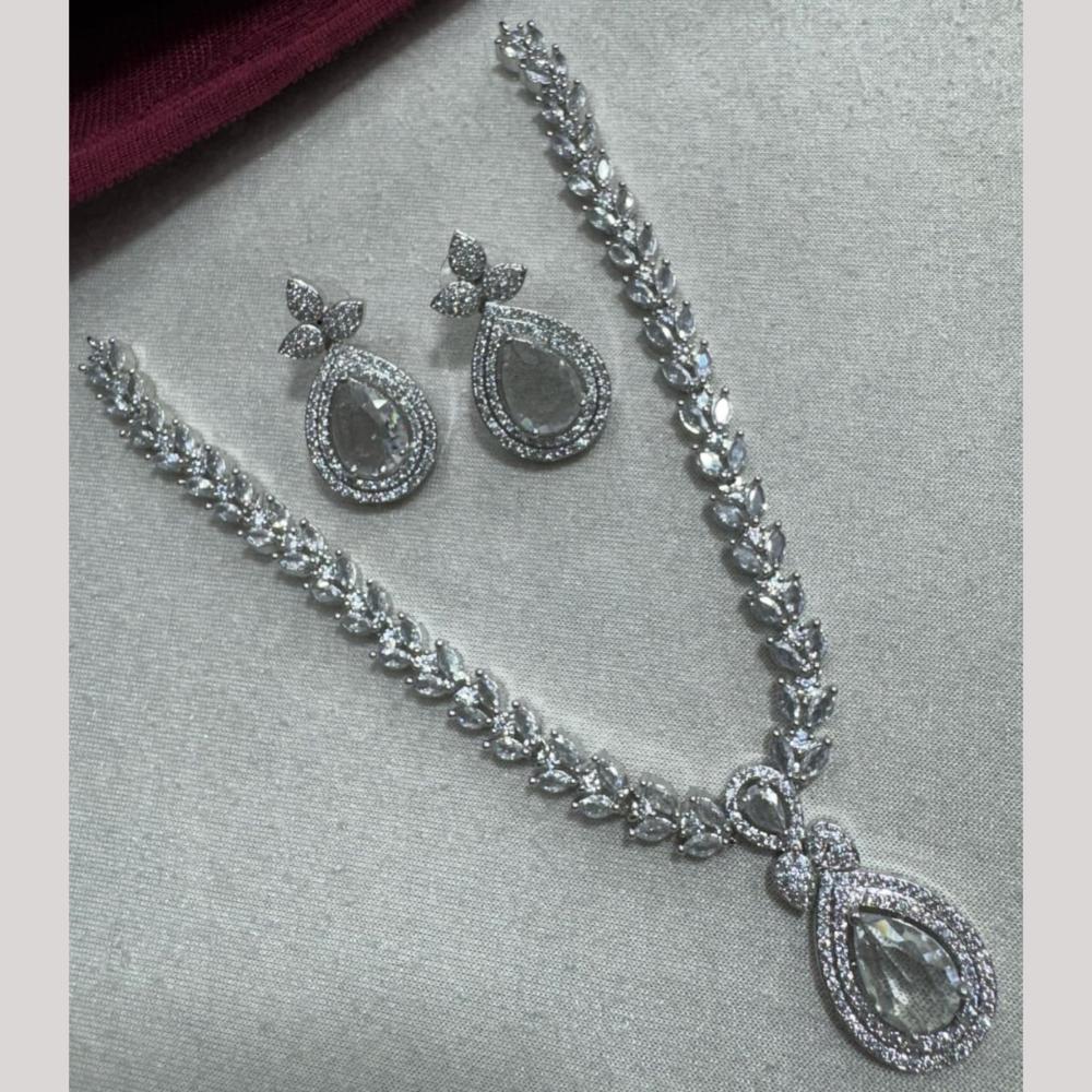 Manisha Jewellery Silver Plated Elegant American Diamond Necklace Set