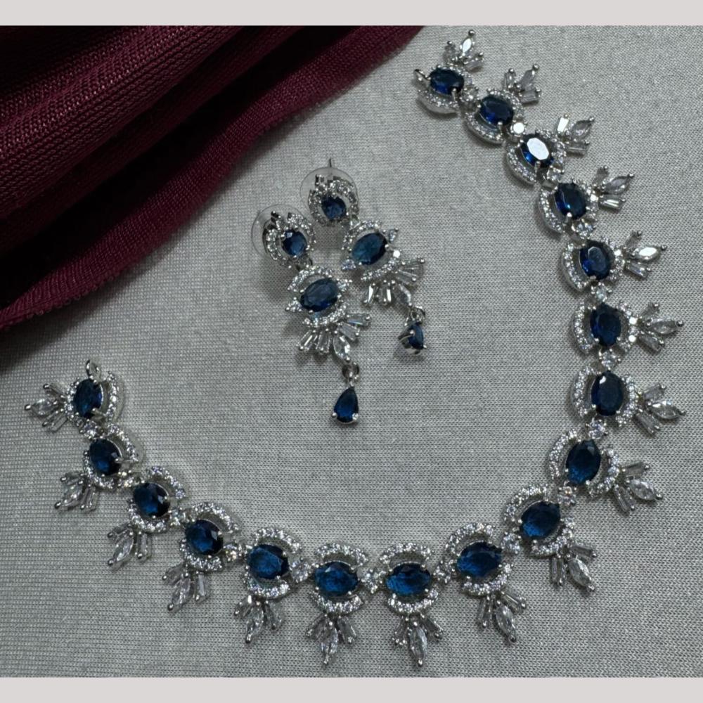 Manisha Jewellery Silver Plated Elegant American Diamond Necklace Set