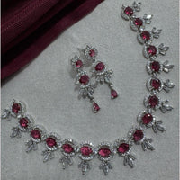Manisha Jewellery Silver Plated Elegant American Diamond Necklace Set
