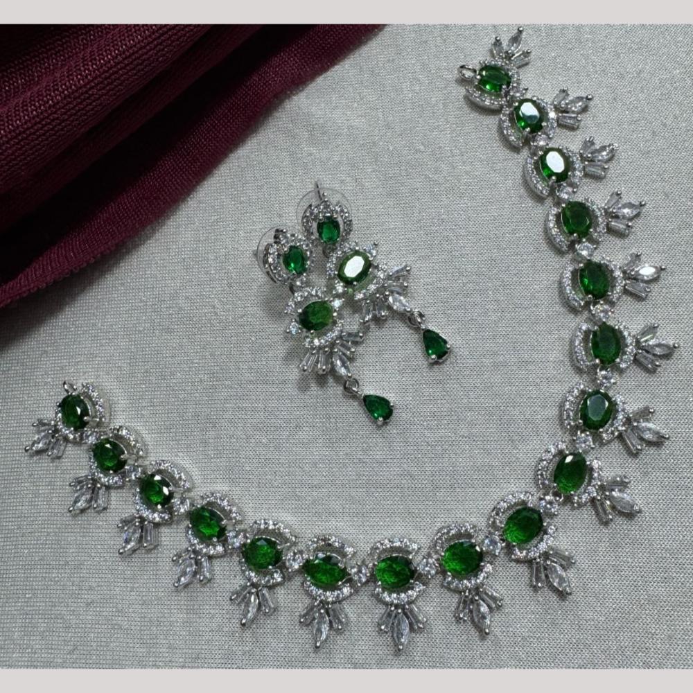 Manisha Jewellery Silver Plated Elegant American Diamond Necklace Set