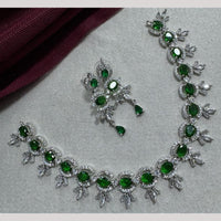 Manisha Jewellery Silver Plated Elegant American Diamond Necklace Set