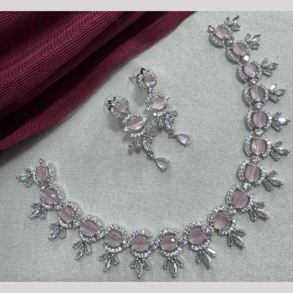 Manisha Jewellery Silver Plated Elegant American Diamond Necklace Set