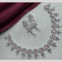 Manisha Jewellery Silver Plated Elegant American Diamond Necklace Set