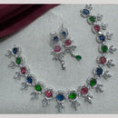 Manisha Jewellery Silver Plated Elegant American Diamond Necklace Set