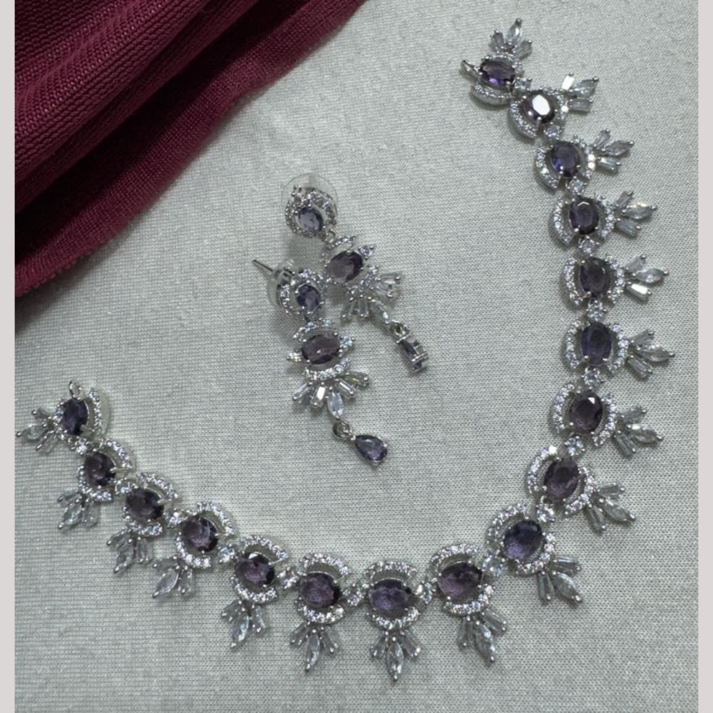 Manisha Jewellery Silver Plated Elegant American Diamond Necklace Set