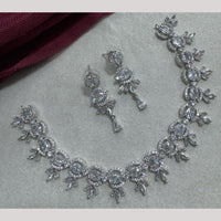Manisha Jewellery Silver Plated Elegant American Diamond Necklace Set
