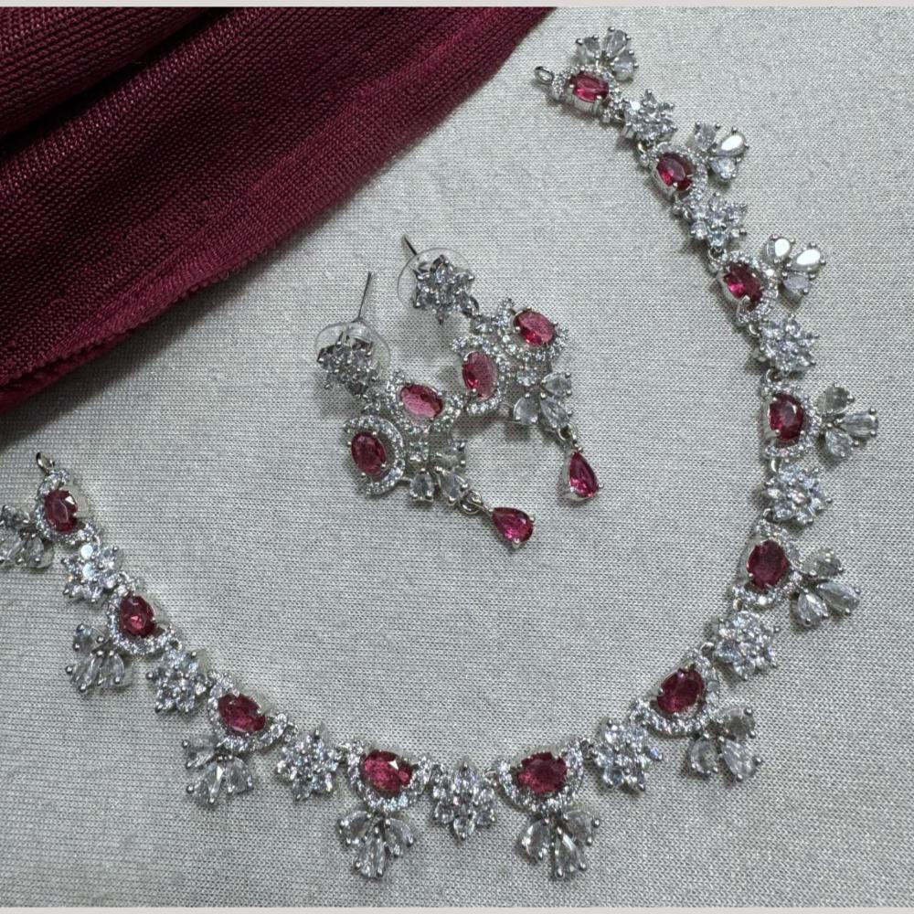 Manisha Jewellery Silver Plated Elegant American Diamond Necklace Set