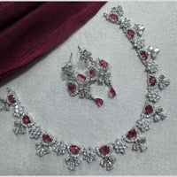 Manisha Jewellery Silver Plated Elegant American Diamond Necklace Set