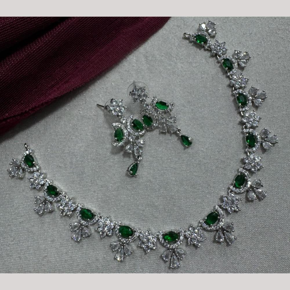 Manisha Jewellery Silver Plated Elegant American Diamond Necklace Set