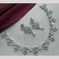 Manisha Jewellery Silver Plated Elegant American Diamond Necklace Set