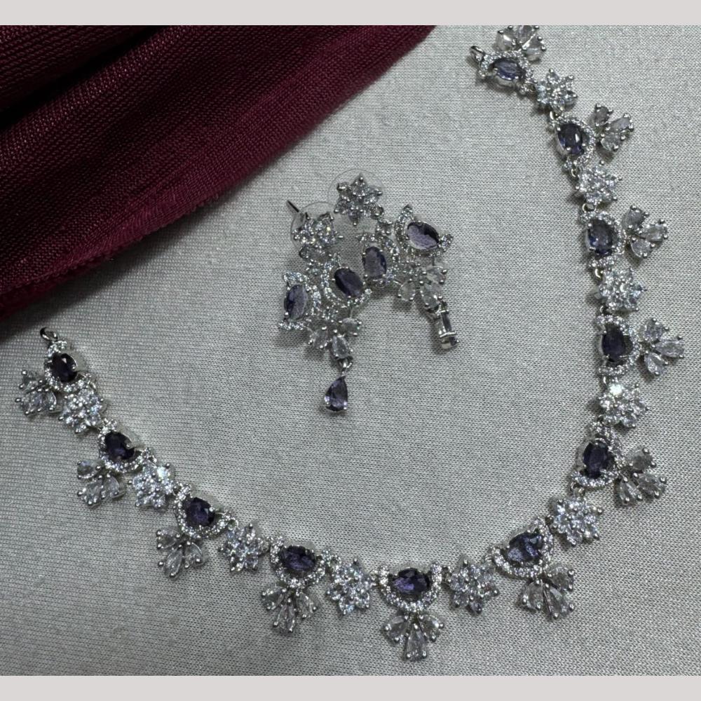 Manisha Jewellery Silver Plated Elegant American Diamond Necklace Set