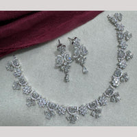 Manisha Jewellery Silver Plated Elegant American Diamond Necklace Set