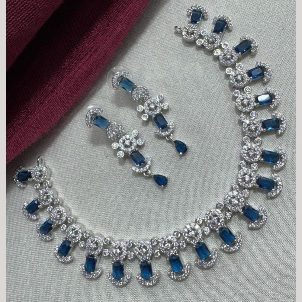 Manisha Jewellery Silver Plated Elegant American Diamond Necklace Set