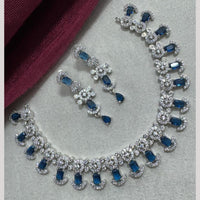 Manisha Jewellery Silver Plated Elegant American Diamond Necklace Set
