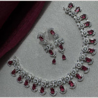 Manisha Jewellery Silver Plated Elegant American Diamond Necklace Set