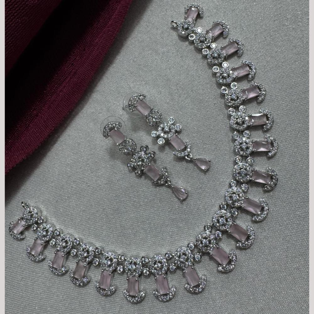 Manisha Jewellery Silver Plated Elegant American Diamond Necklace Set