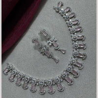 Manisha Jewellery Silver Plated Elegant American Diamond Necklace Set