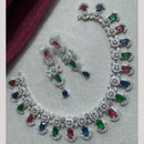 Manisha Jewellery Silver Plated Elegant American Diamond Necklace Set