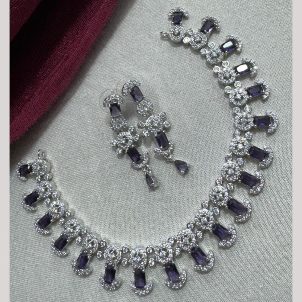 Manisha Jewellery Silver Plated Elegant American Diamond Necklace Set