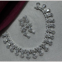 Manisha Jewellery Silver Plated Elegant American Diamond Necklace Set