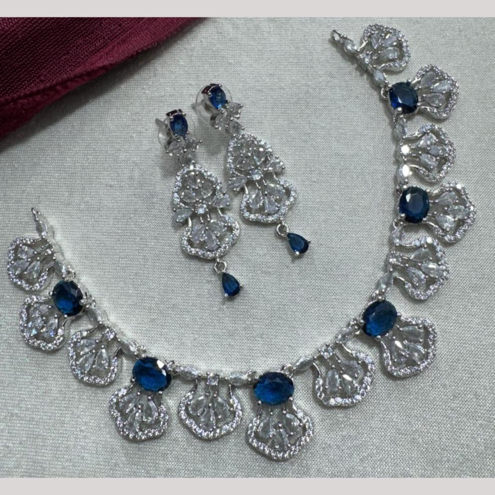 Manisha Jewellery Silver Plated Elegant American Diamond Necklace Set
