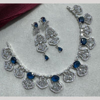 Manisha Jewellery Silver Plated Elegant American Diamond Necklace Set