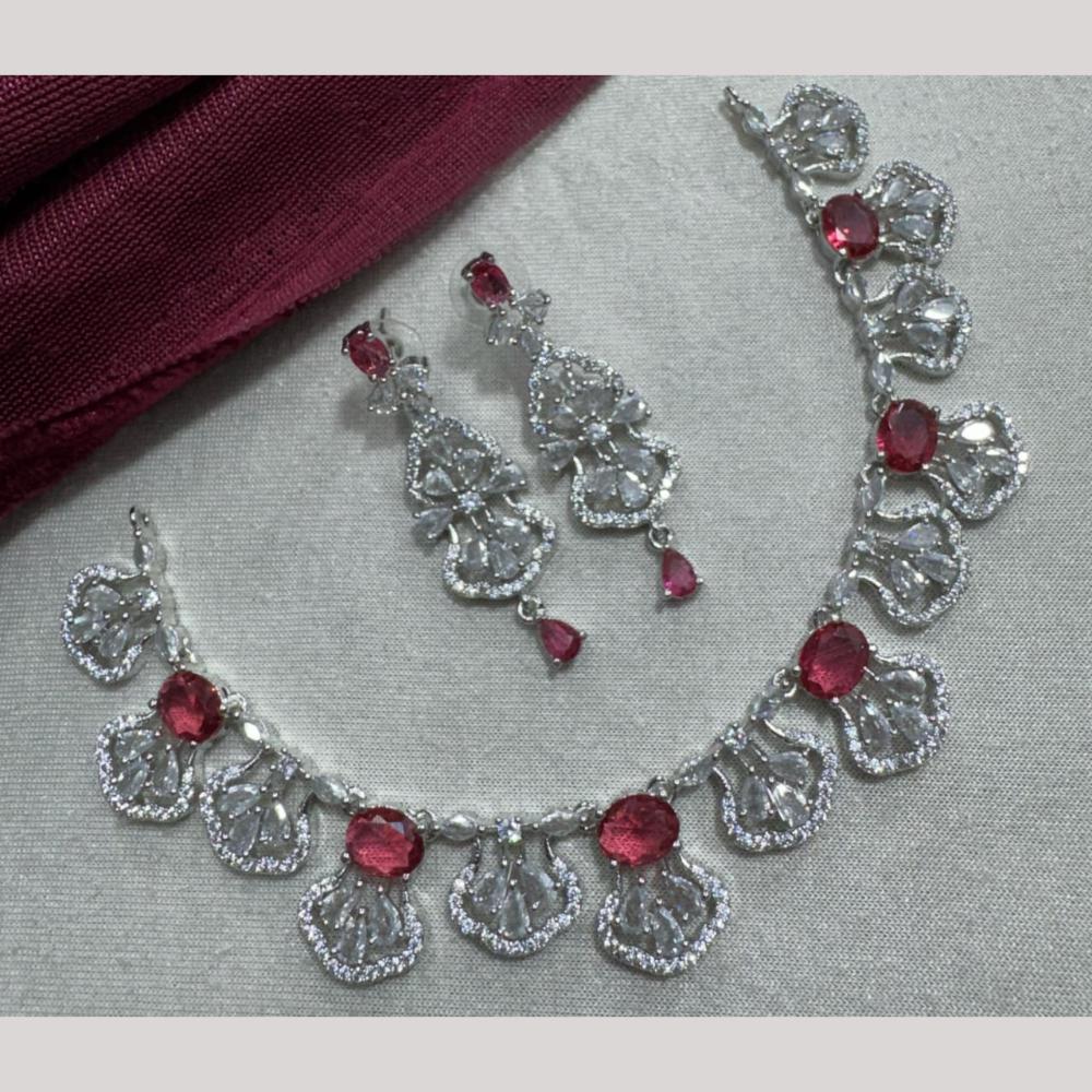 Manisha Jewellery Silver Plated Elegant American Diamond Necklace Set