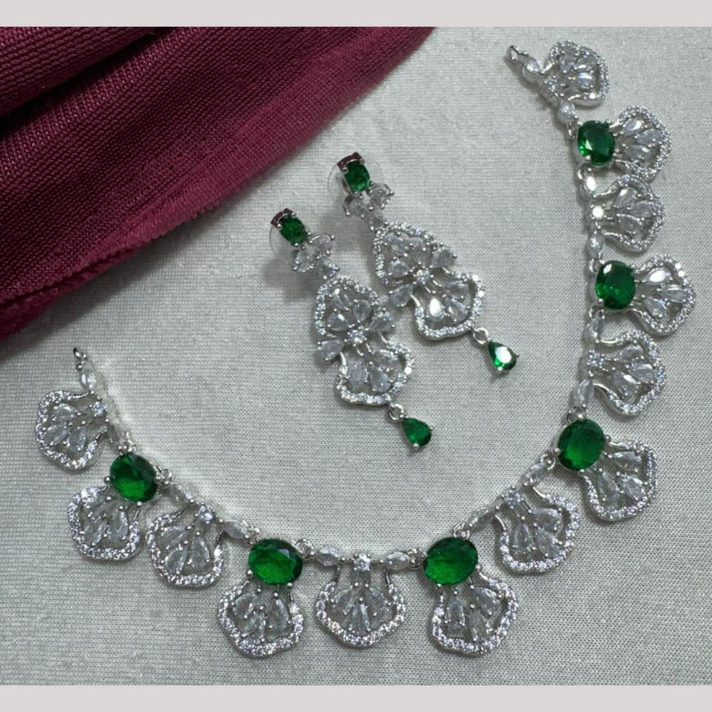 Manisha Jewellery Silver Plated Elegant American Diamond Necklace Set