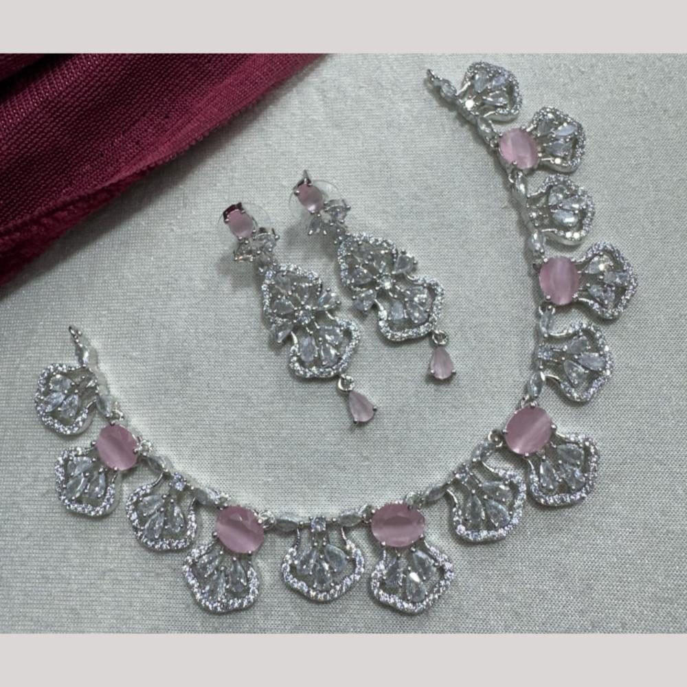 Manisha Jewellery Silver Plated Elegant American Diamond Necklace Set