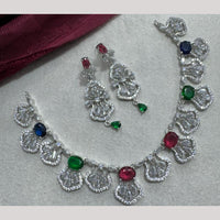 Manisha Jewellery Silver Plated Elegant American Diamond Necklace Set