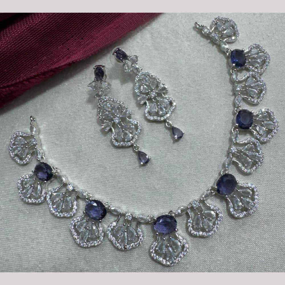 Manisha Jewellery Silver Plated Elegant American Diamond Necklace Set