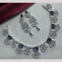 Manisha Jewellery Silver Plated Elegant American Diamond Necklace Set