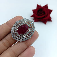 Manisha Jewellery  Elegant Silver-Plated American Diamond Ring for Women