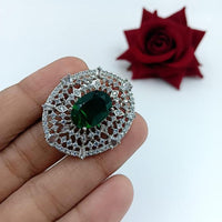 Manisha Jewellery  Elegant Silver-Plated American Diamond Ring for Women