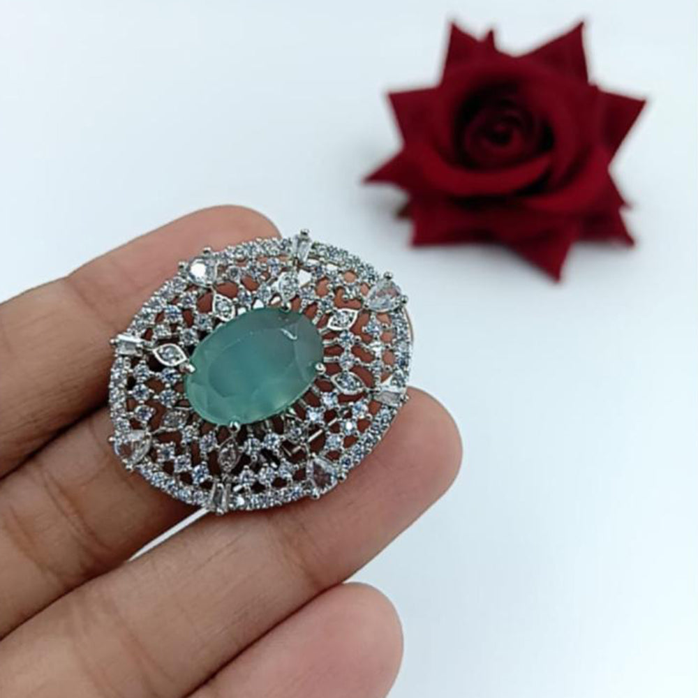 Manisha Jewellery  Elegant Silver-Plated American Diamond Ring for Women