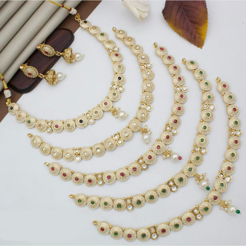 Manisha Jewellery Gold Plated Pota Festive Wear  Necklace Set