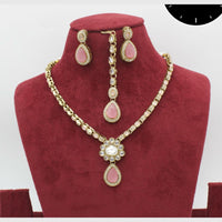 Manisha Jewellery Gold Plated Austrian And Crystal  Festive Wear Necklace Set
