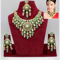 Manisha Jewellery Traditional Gold Plated Kundan Beads & Meenakari Art Necklace Set