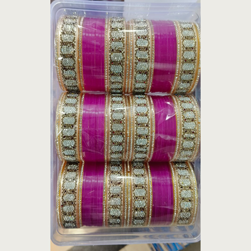 Manisha Jewellery Gold Plated Austrian Stone Acrylic Bangles Set