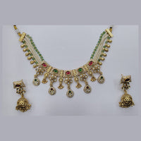 Manisha Jewellery Elegant Gold Plated Pota and Pearl Meenakari Necklace Set