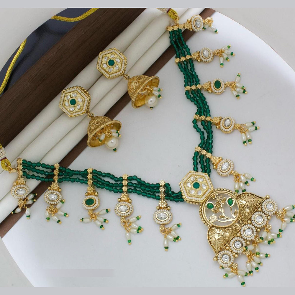 Manisha Jewellery Gold Plated Designer Pota And Pearl Necklace Set