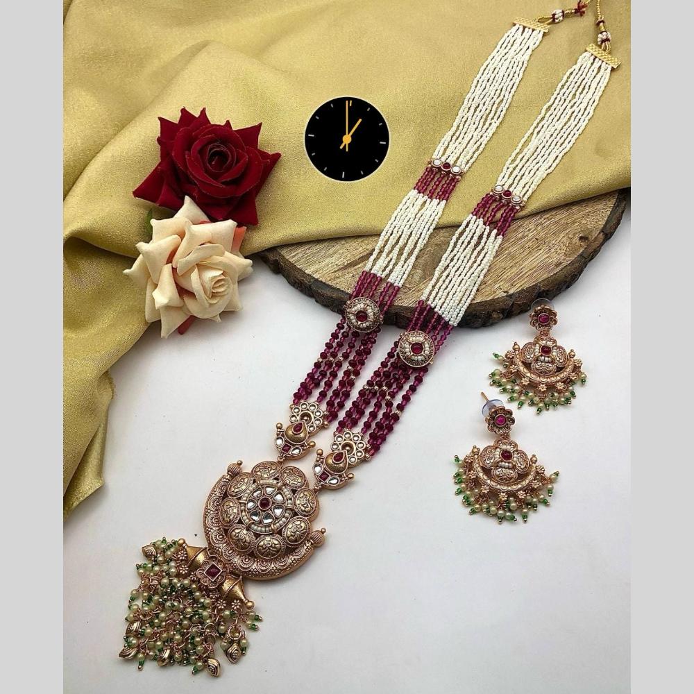 Manisha Jewellery Ethnic Radance Gold Plated Kundan Beads And Pearl Long Necklace Set